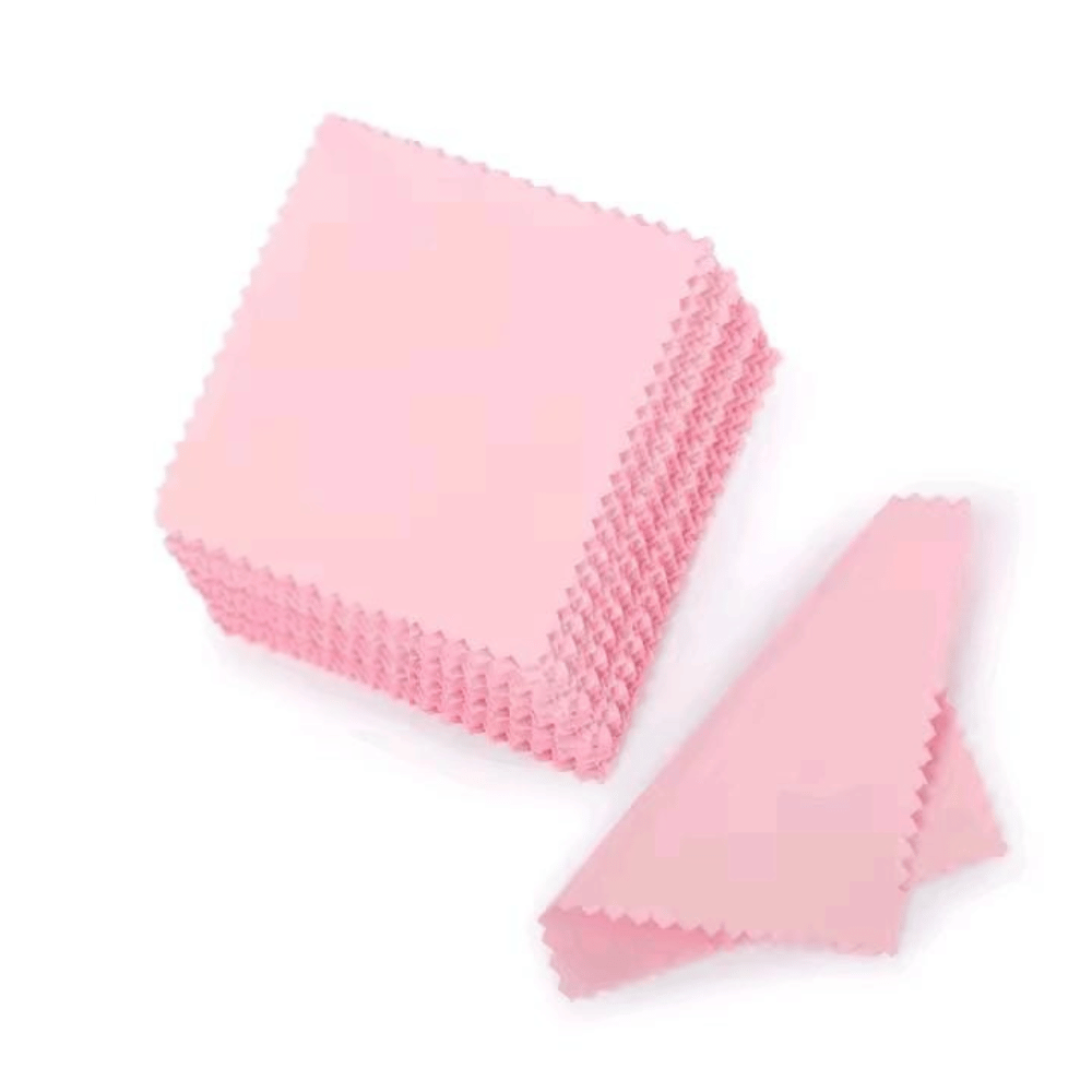 Paños de Franela Premium para Limpieza de Joyas x 50 Uds Rosa
