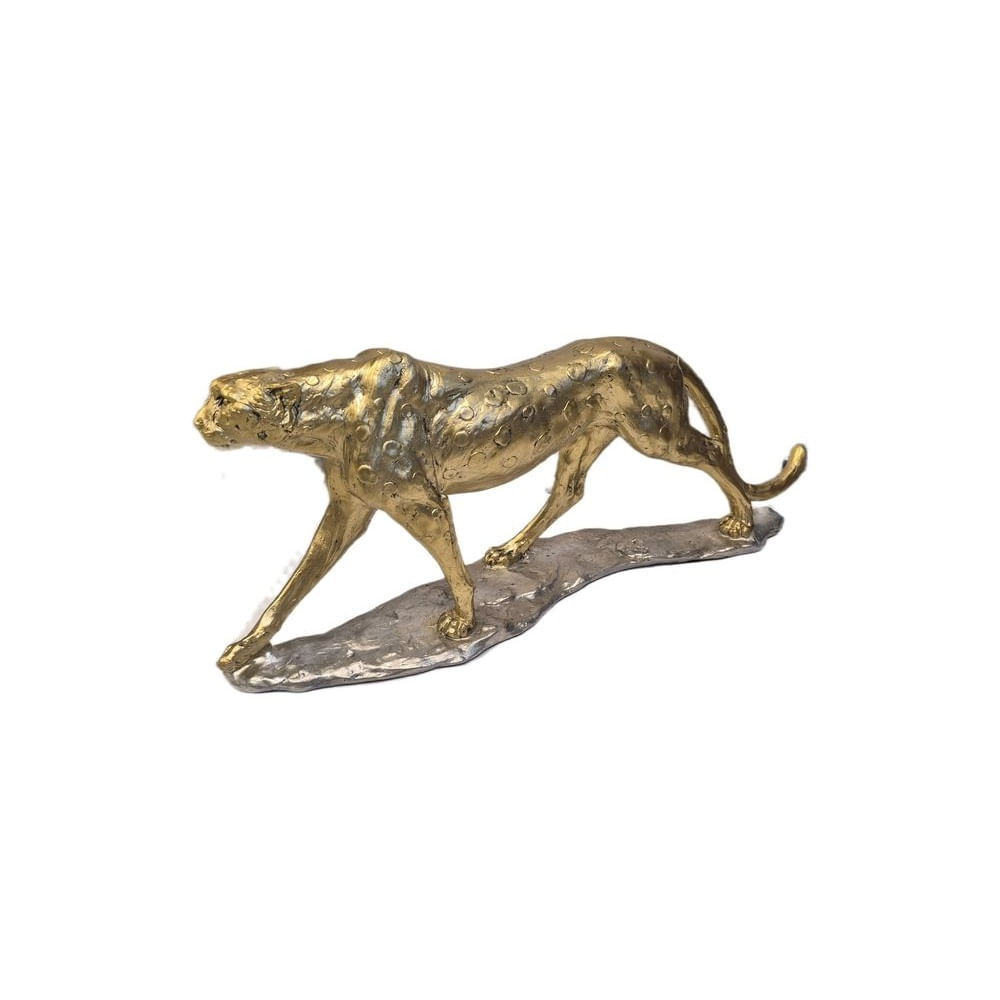 Figura Decorativa Leopardo Dorado - Adorno Elegante para Sala Regalo Ideal