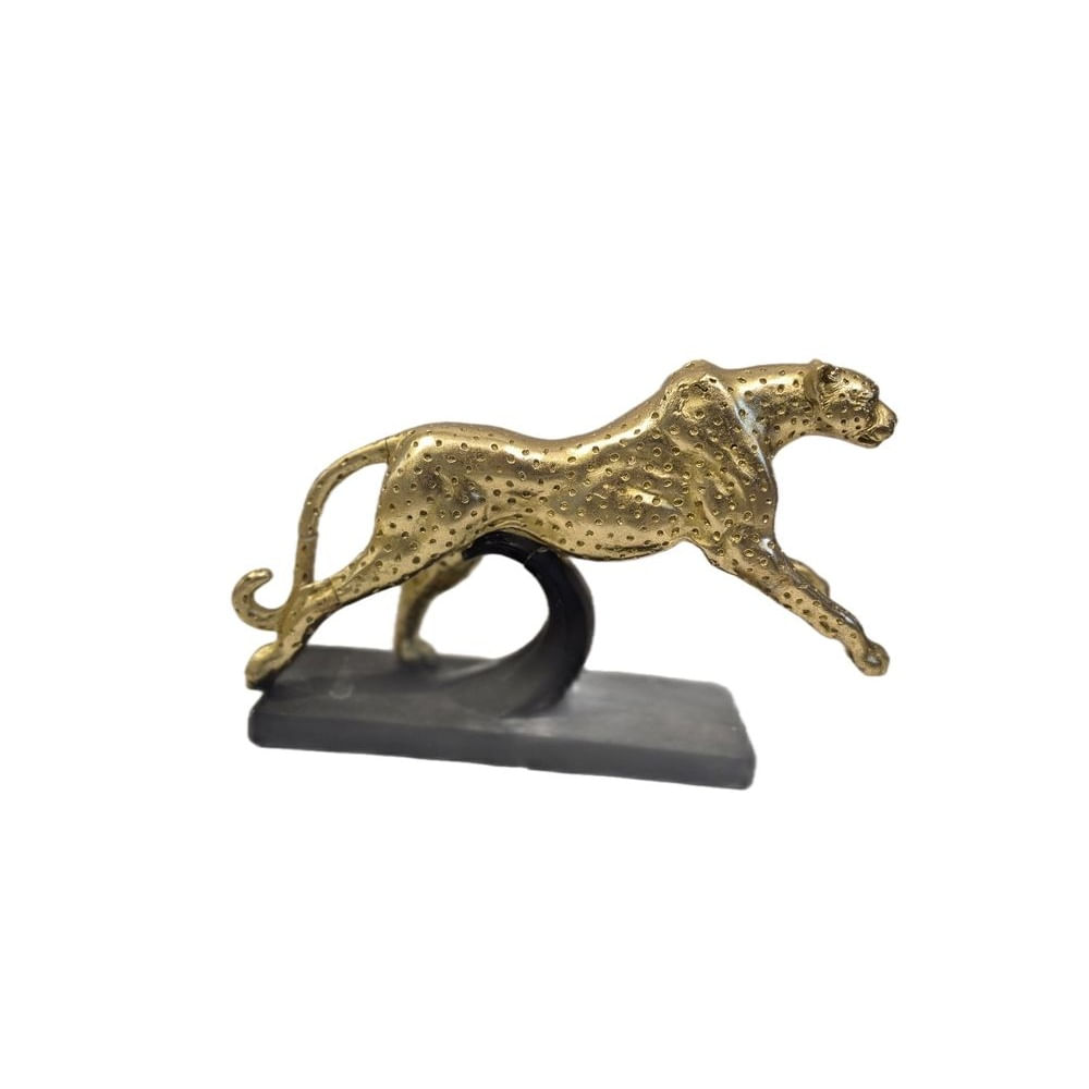 Figura decorativa leopardo dorado  Escultura moderna - Adorno Elegante para Sala Regalo Ideal