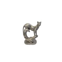 Escultura Decorativa Leopardo en Acabado Plateado - 437-498460