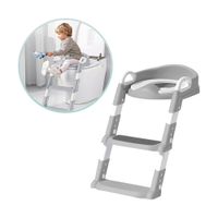Inodoro Bacín Asiento Infantil Niño Con Escalera Gris