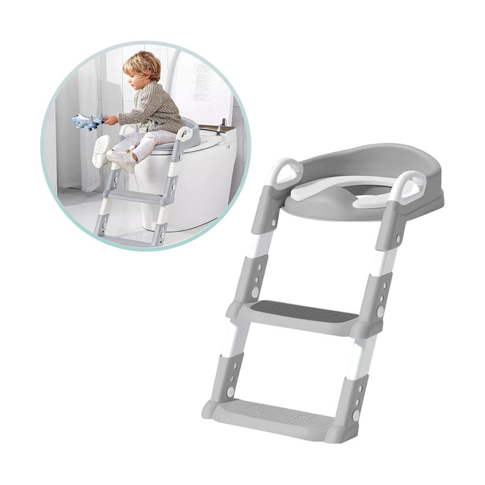 Inodoro Bacín Asiento Infantil Niño Con Escalera Gris