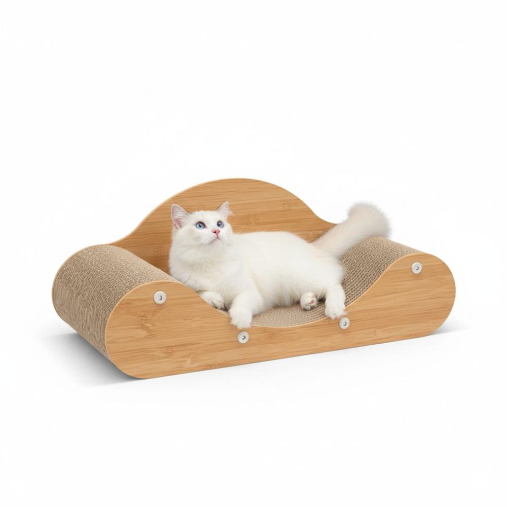 Rascador Cama Para Gato Rectangular Curvo 2 en 1 de 20x60x25cm