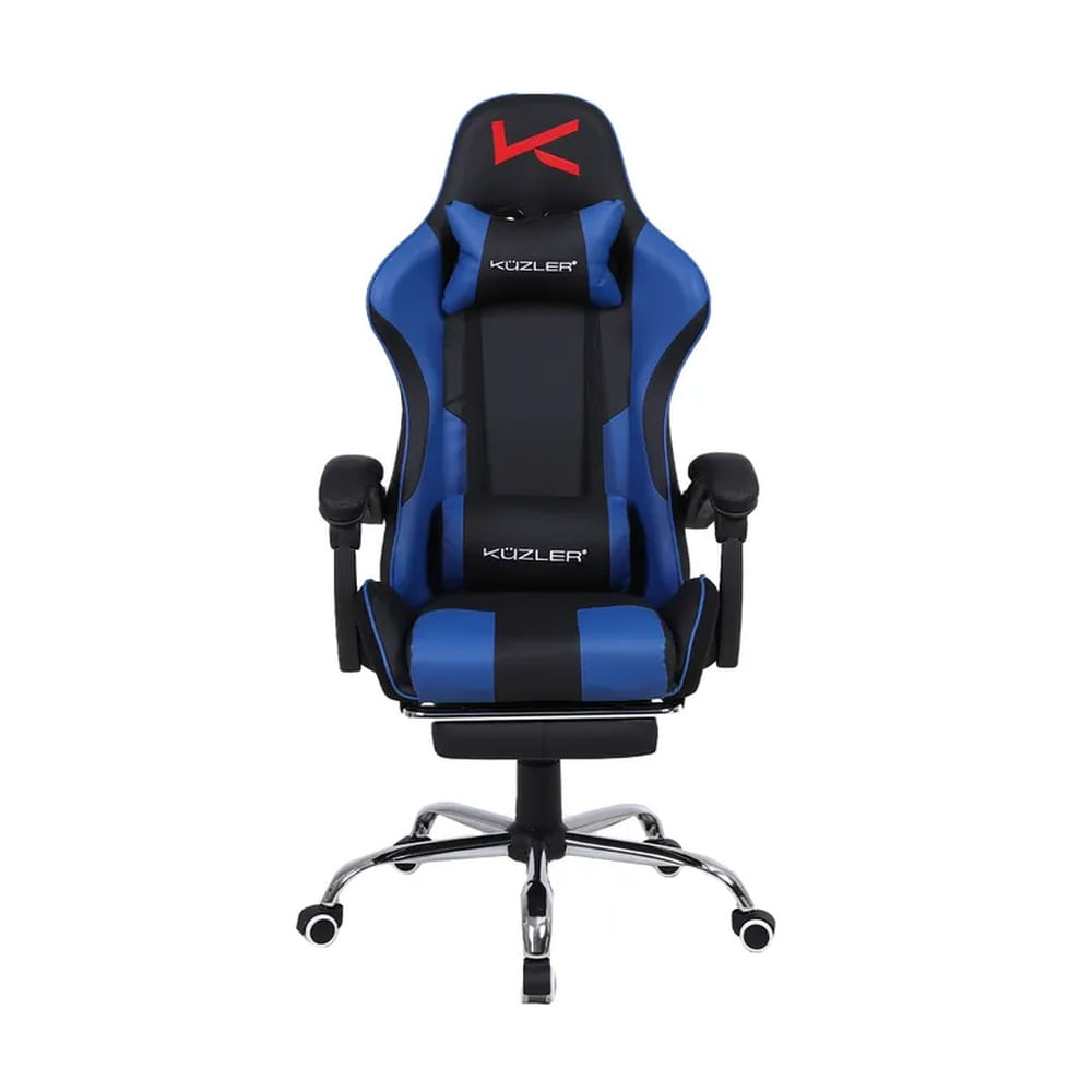 Silla Gamer Kuzler Azul Masajeador Lumbar Reposapiés y Base Metálica RIK-101A