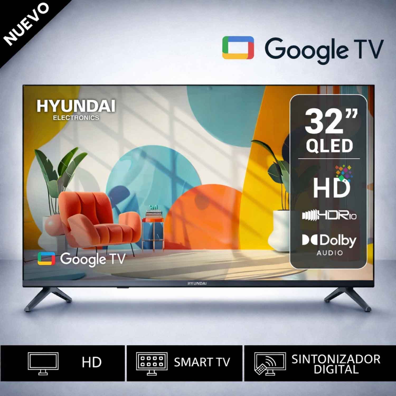 Televisor Hyundai LED 32 HD Smart Tv HYLED3254GIM Google TV