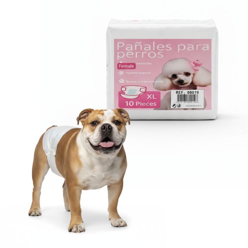 Pack x10 Pañal para Perros Hembra Celo Perras Talla XL Absorbente Ajustable