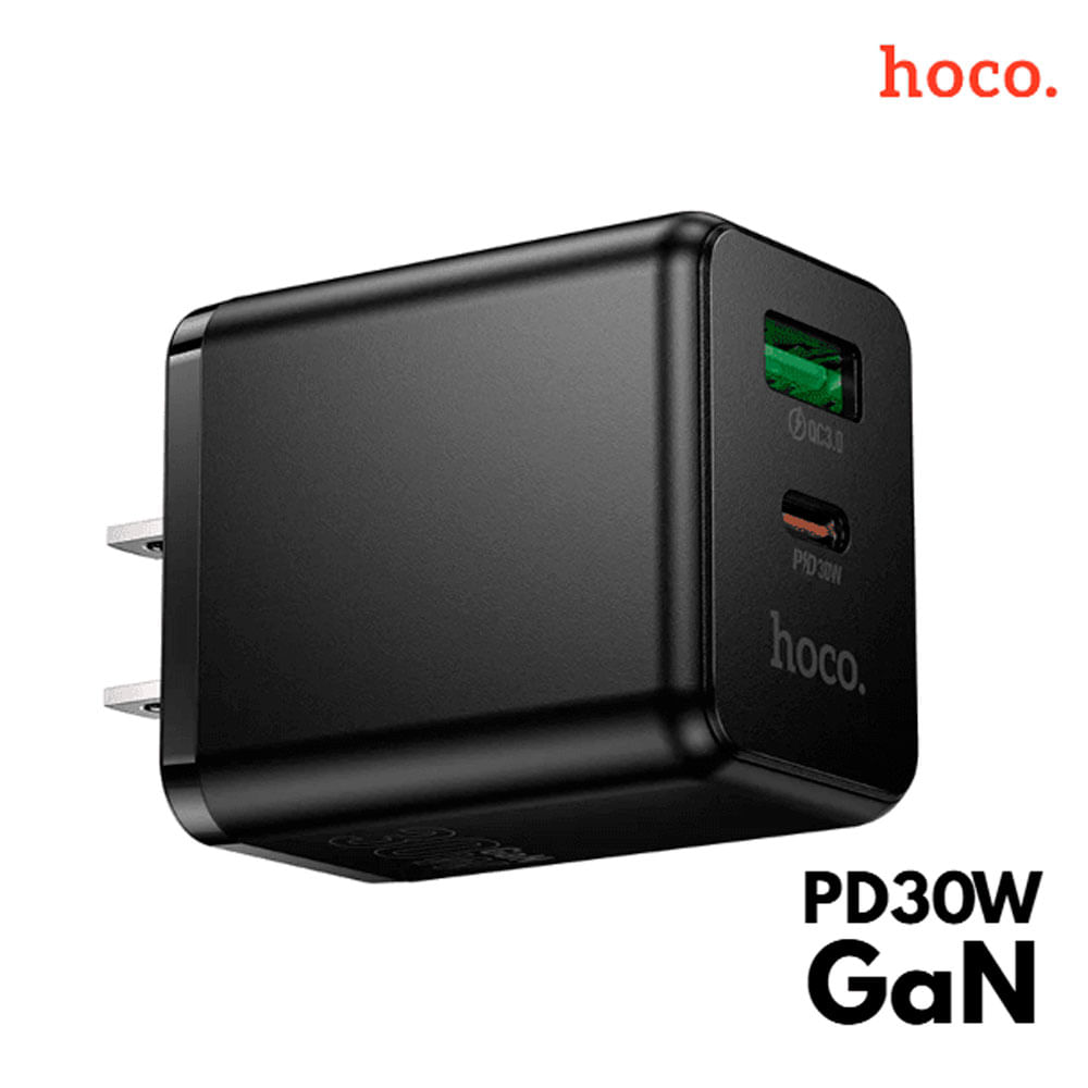Cargador Rapido Doble Puerto Hoco 30w Con  Cable Usb C A C 1m