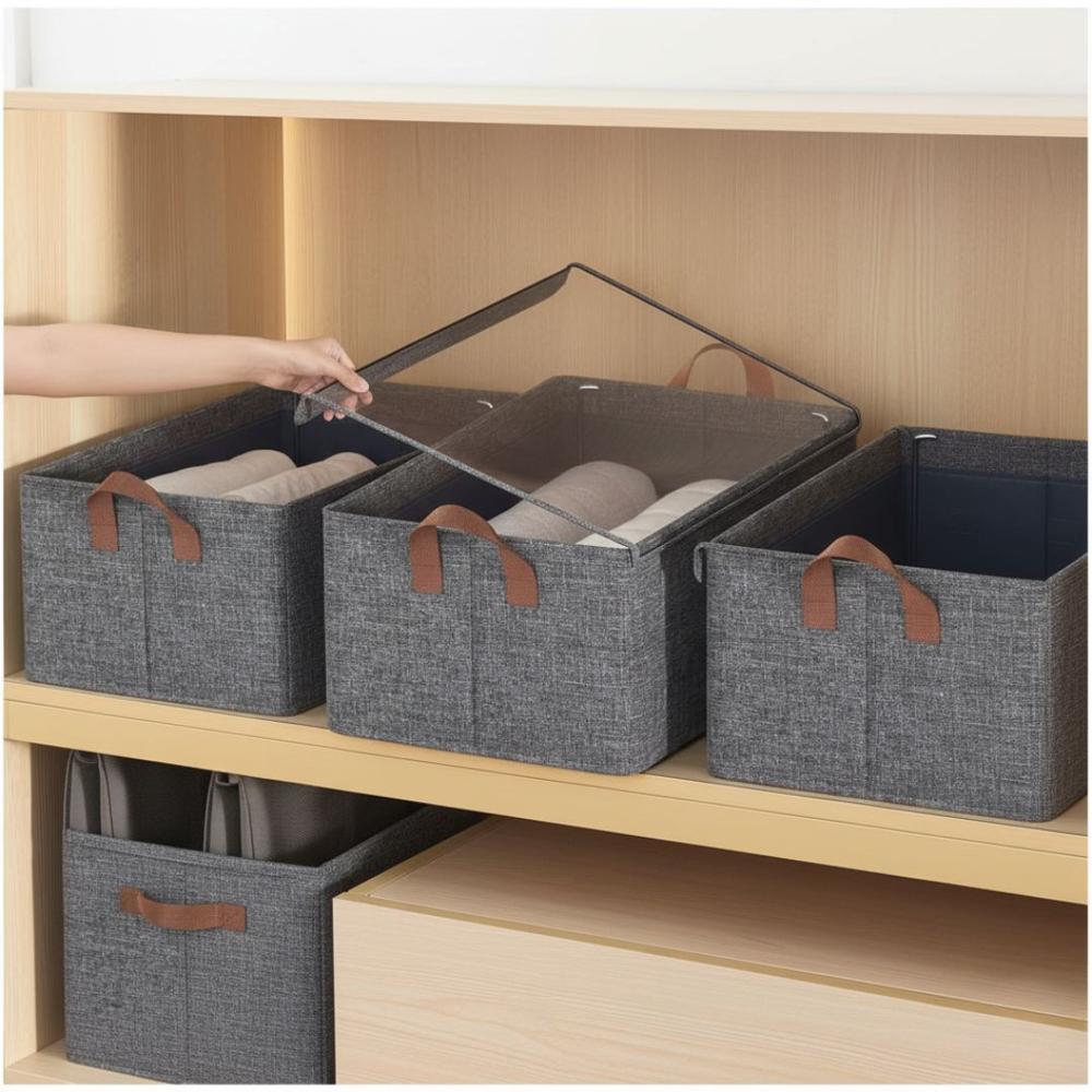 Set de 4 Cajas Organizadoras de Ropa Multiusos Plegable con Tapa