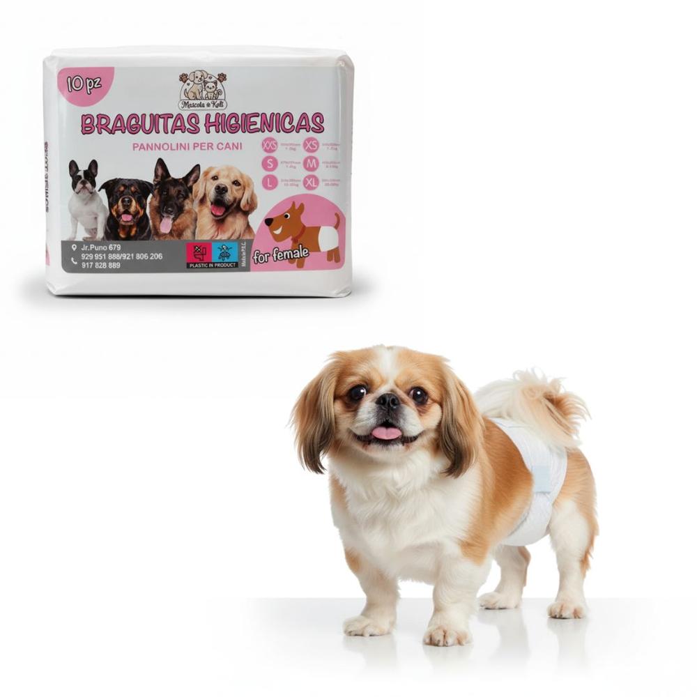 Pack x10 Pañal para Perros Hembra Celo Perras Talla S Absorbente Ajustable
