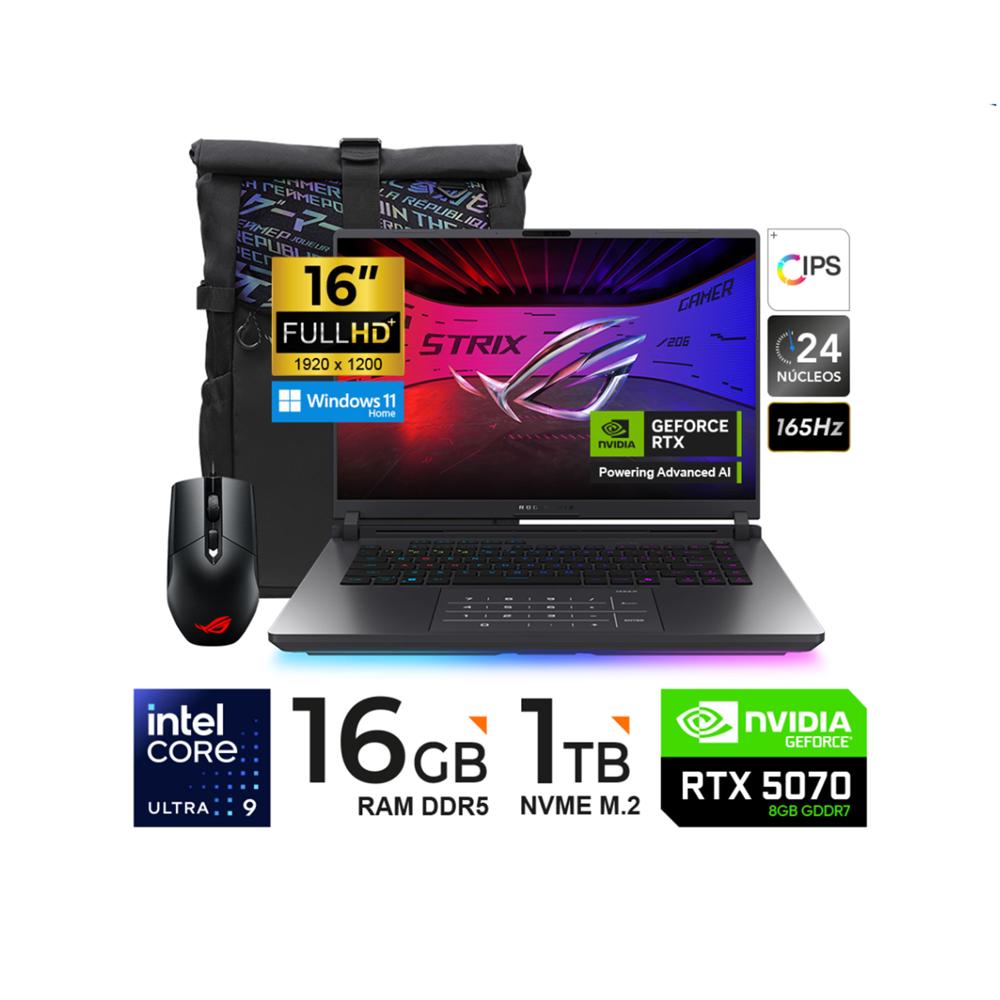 LAPTOP ASUS ROG STRIX G16 ULTRA 9 275HX 1TB SSD 16GB RTX5060 8GB W11