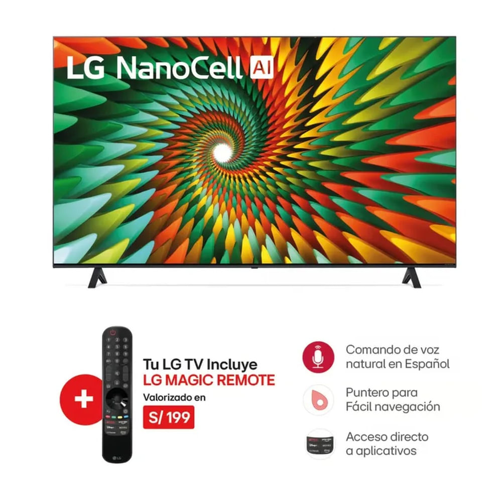 Televisor LG 75 Pulgadas Nanocell Smart Tv WebOS 75NANO77SRA (Nuevo)