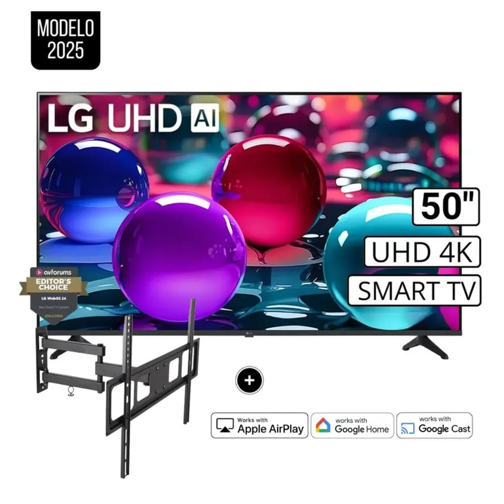 Televisor LG 50 Smart UHD 4K Thinq Ai 50UA7300PSB + Rack Giratorio