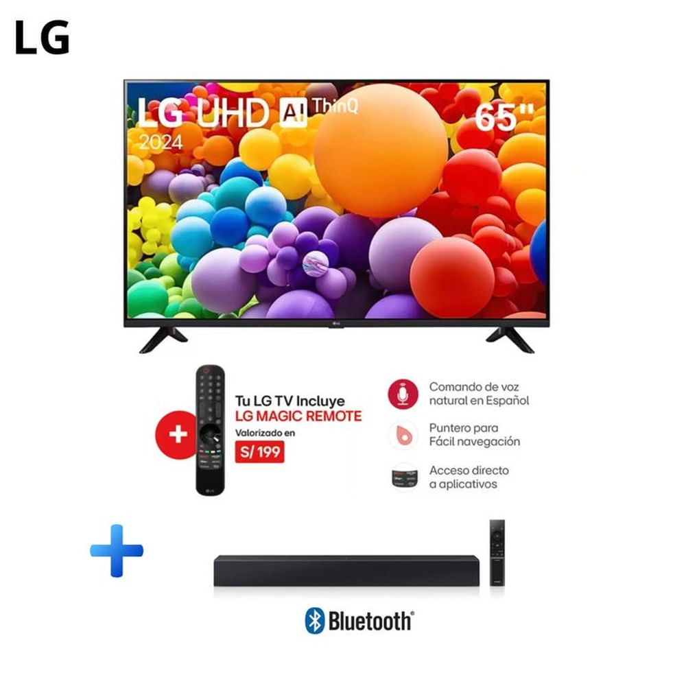 TELEVISOR LG 65 4K SMART TV UHD 65UT7300 + BARRA DE SONIDO