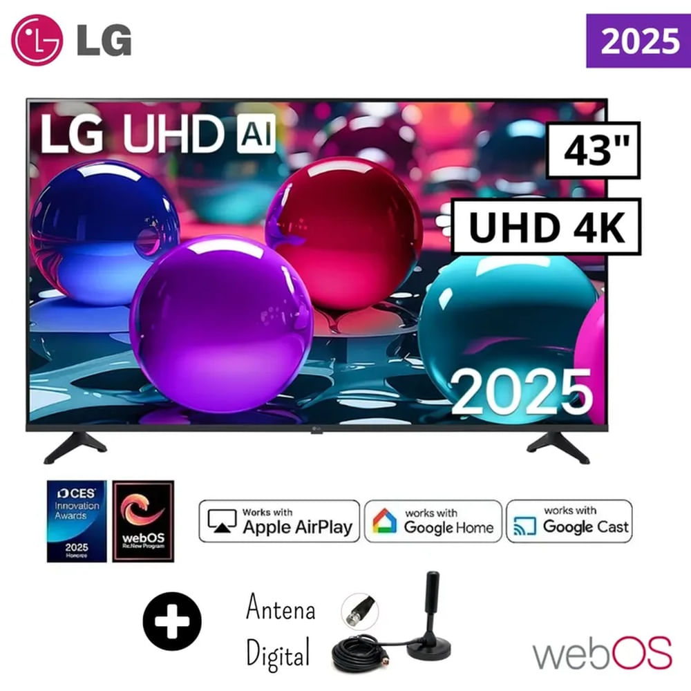 Televisor LG 43 Smart TV 4K UHD AI ThinQ 43UA7300PSB + Antena Digital