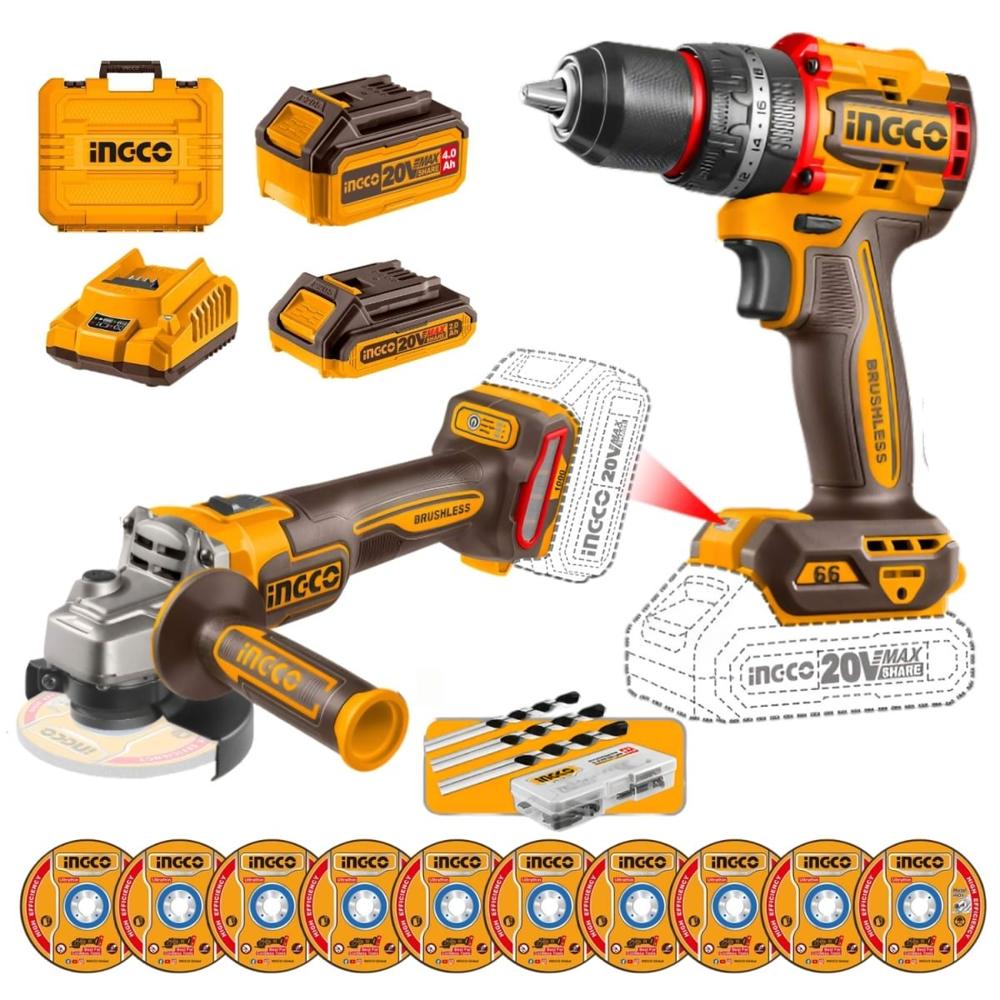 Taladro Percutor 60Nm + Amoladora 4 1/2 Ckli20273 Ingco