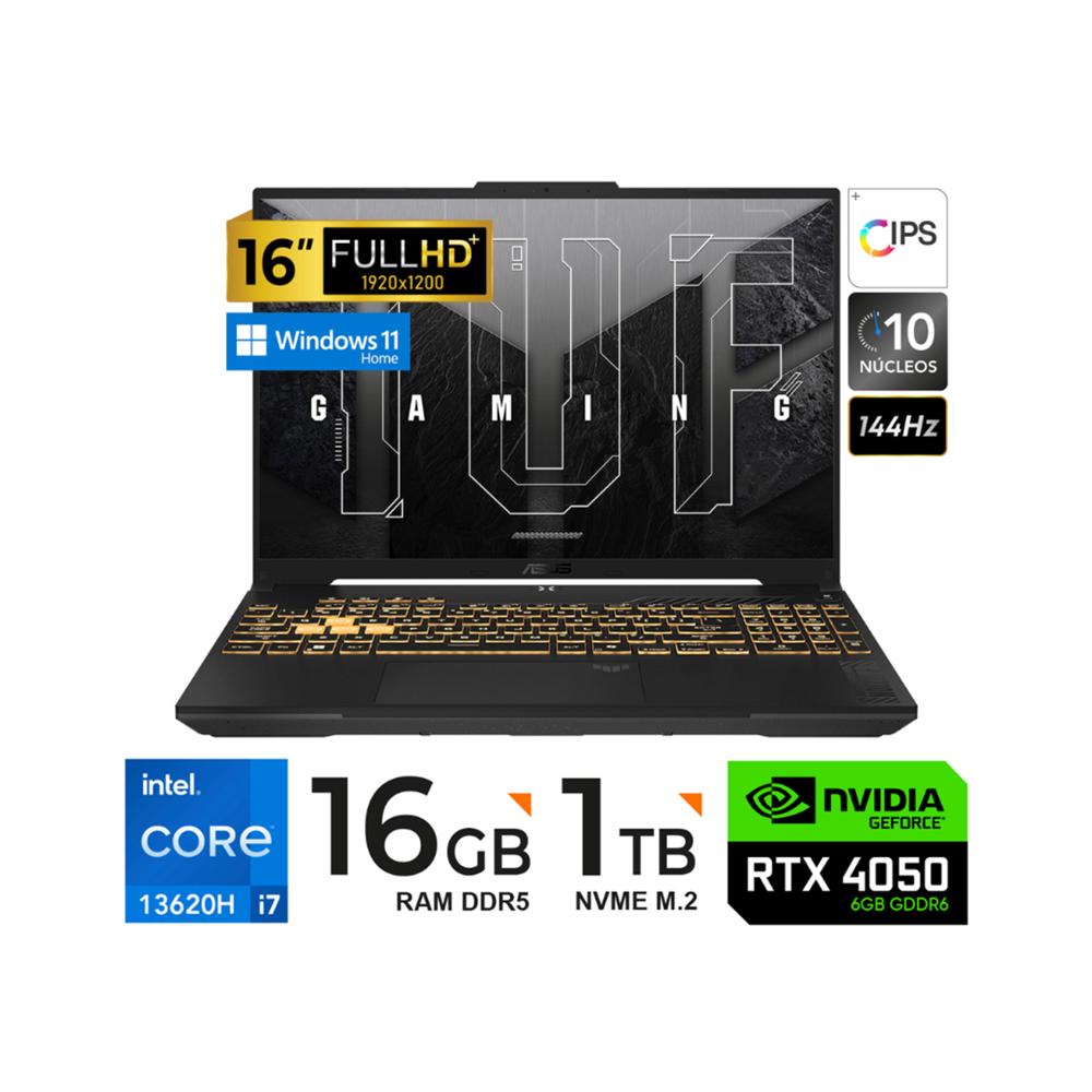LAPTOP ASUS TUF GAMING F16 WUXGA IPSCore i7-13620H 16GB RAM DDR5 1TB SSD RTX 4050 6GB W11