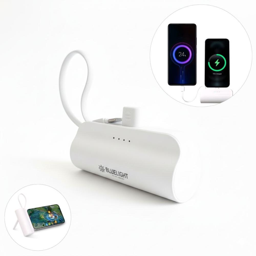Cargador Power Bank 3 en 1 Carga Rápida 4000mAh con Soporte Para Celular Integrado Blanco