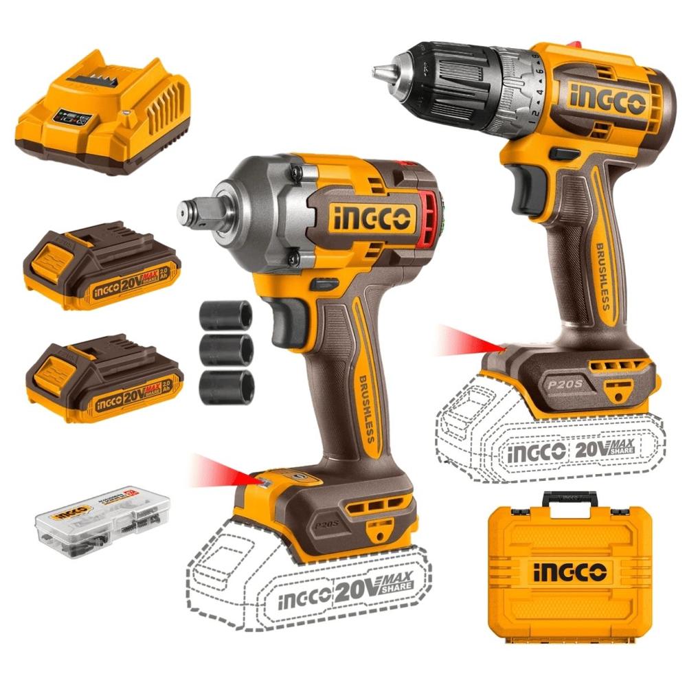 Taladro + Llave De Impacto Ingco Ckli20271 20V Brushless