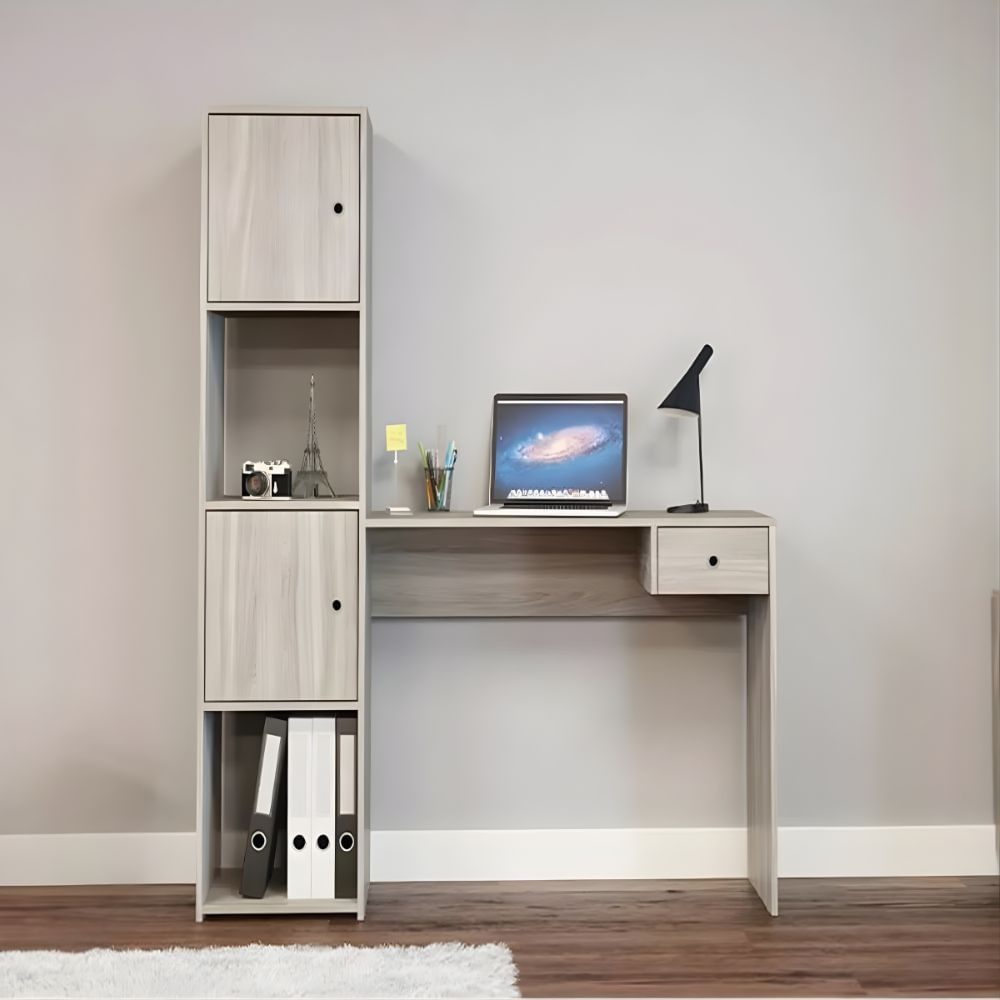 Escritorio Erin 4 Repisas 130cm Blanco Humo | Masiva Home