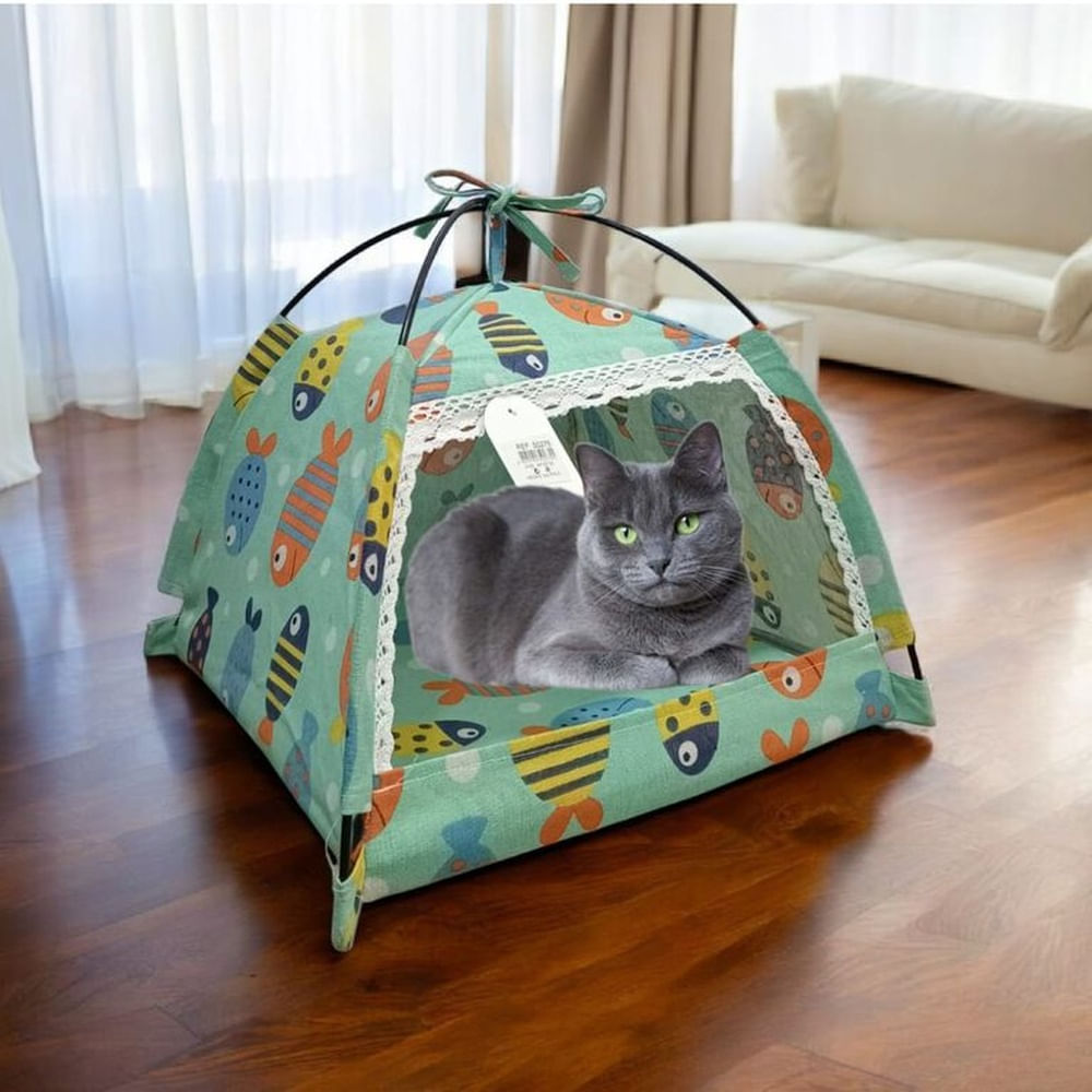 CASA CARPAS PARA MASCOTAS - TALLA M - VERDE AGUA