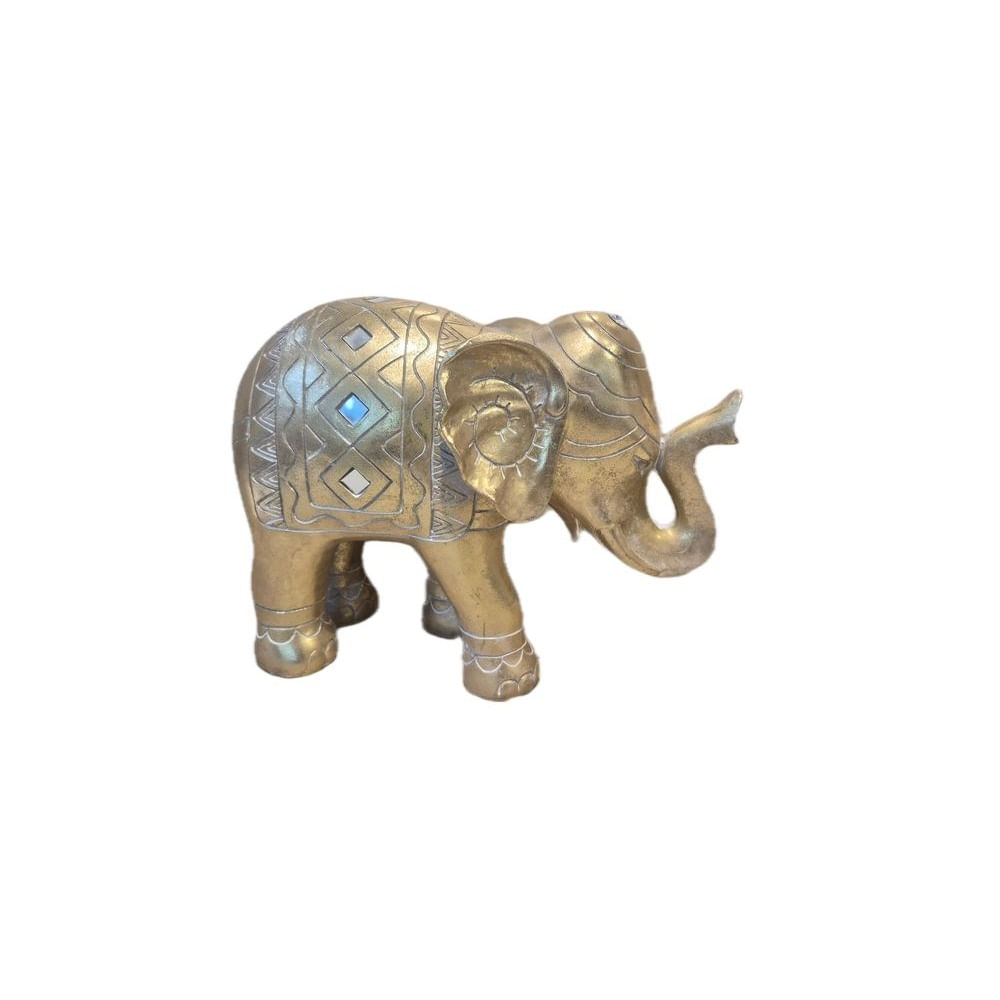 Figura Decorativa Elefante Dorado con Detalles Artesanales - Adorno Elegante para Sala Regalo Ideal