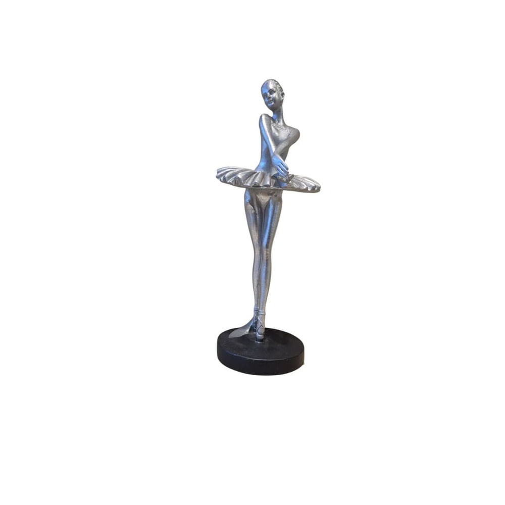 Figura Decorativa Bailarina Plateada Estilo Elegante - Adorno Elegante para Sala Regalo Ideal