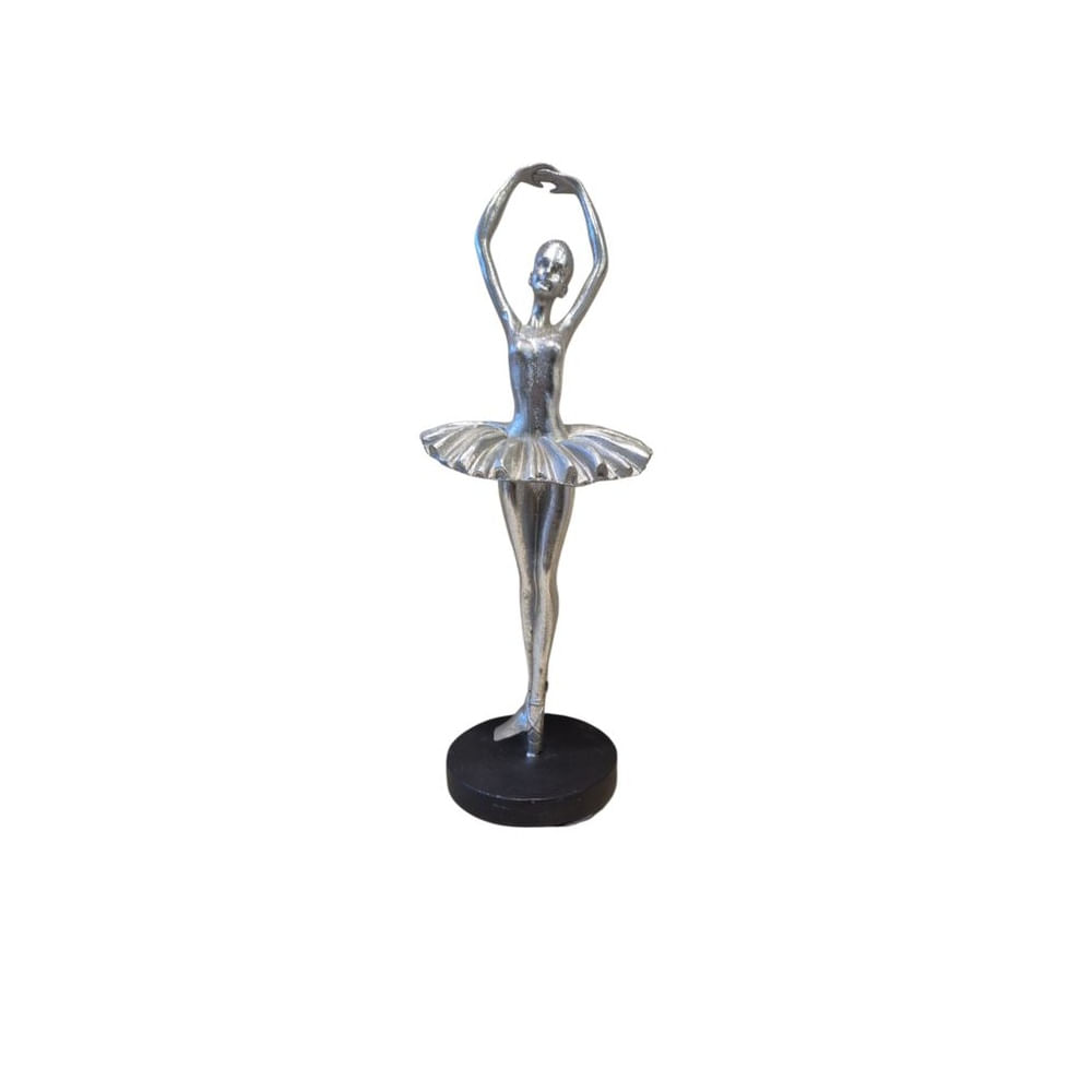 Figura Decorativa Bailarina Plateada Estilo Clásico - Adorno Elegante para Sala Regalo Ideal