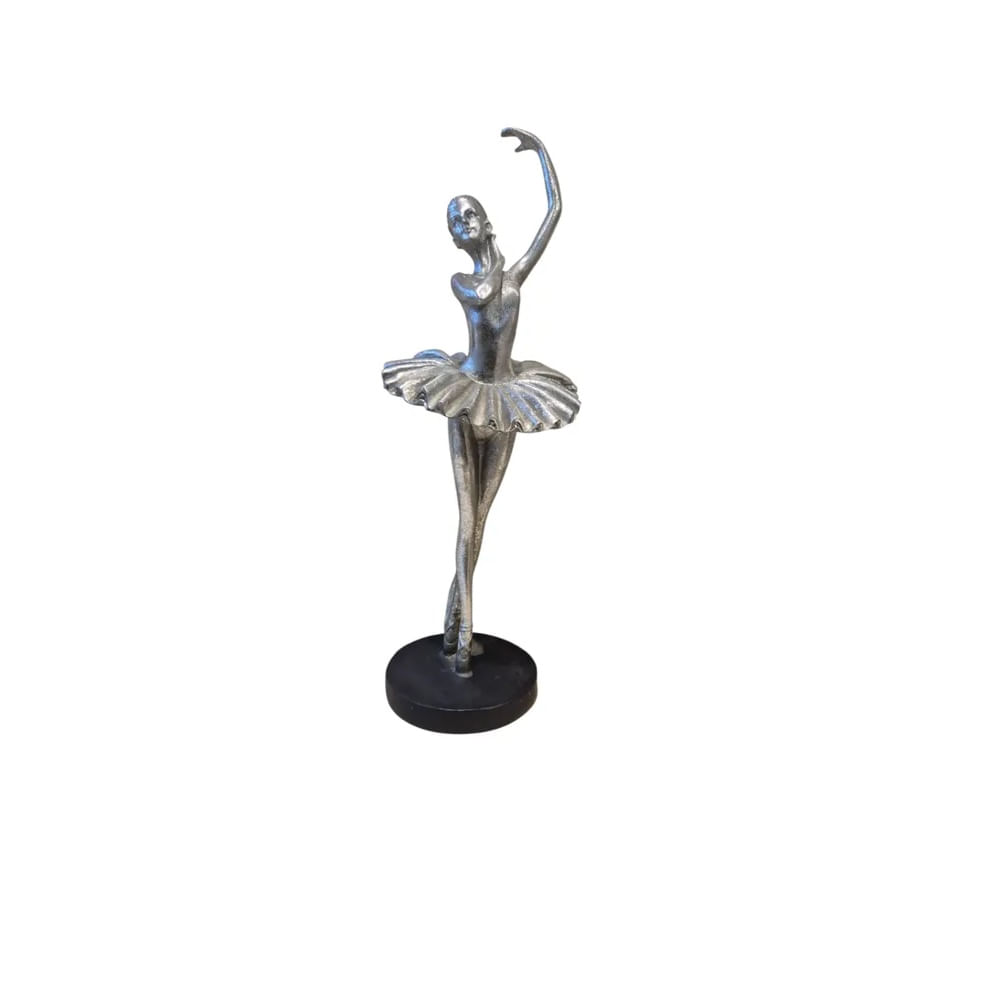 Figura Decorativa Bailarina Clásica en Acabado Plateado - Adorno Elegante para Sala Regalo Ideal