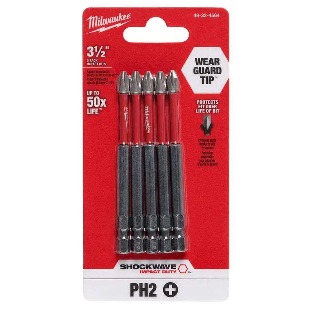 Puntas destornilladora PH2 de 89mm SHOCKWAVE™ 5unidades 48-32-4564