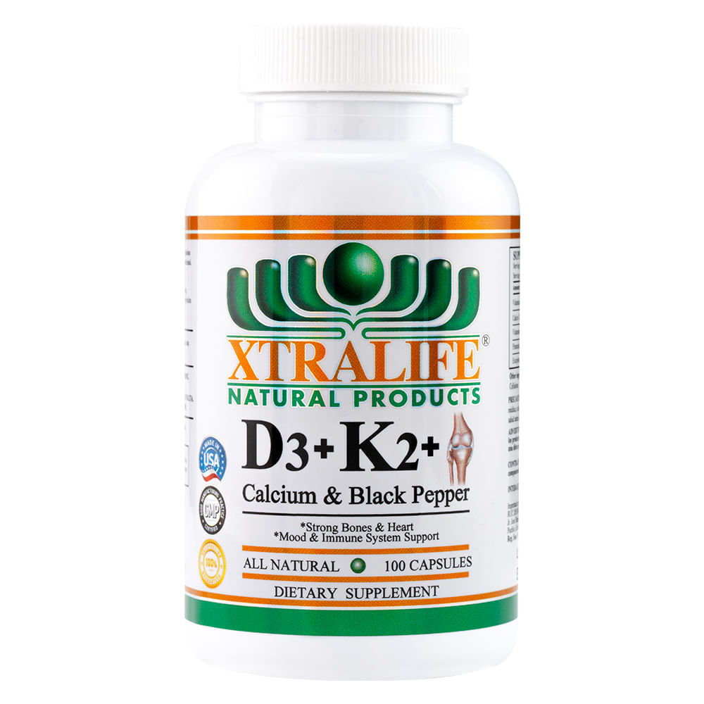 D3 - K2  - Calcio  - Xtralife Natural Products - 100 Cápsulas