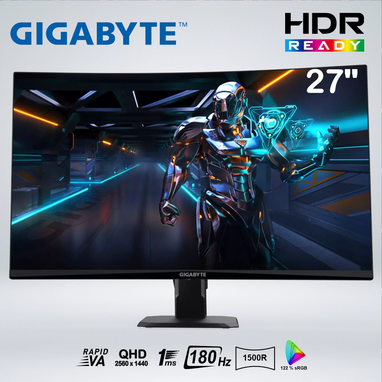 MONITOR GAMER CURVO GS27QCA QHD 27'' VA 180HZ 1MS 1500R HDR READY