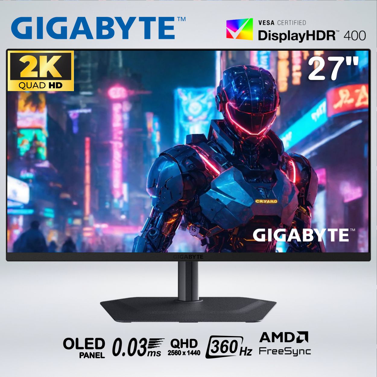 MONITOR GAMER MO27Q3 QD OLED 2K QHD 27'' 360hz 0.03ms HDR NVIDIA G-sync Speaker Pivot