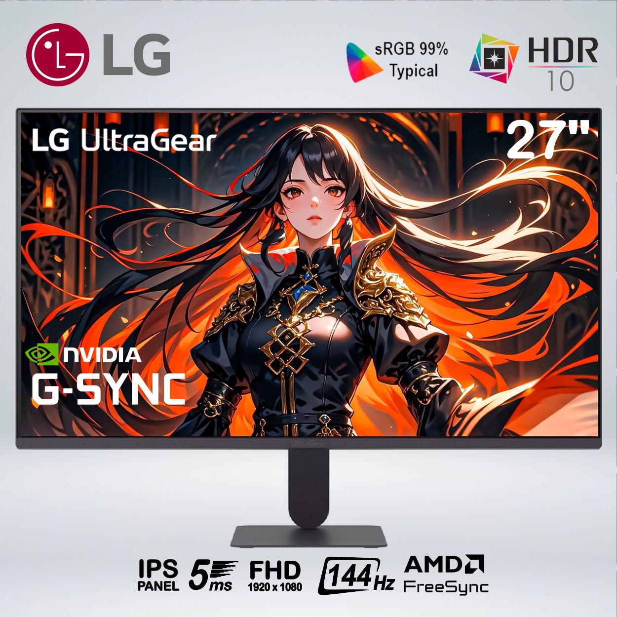 MONITOR 27G411A ULTRAGEAR FULL HD 27  IPS 144hz 5ms HDR10 G-SYNC AMD