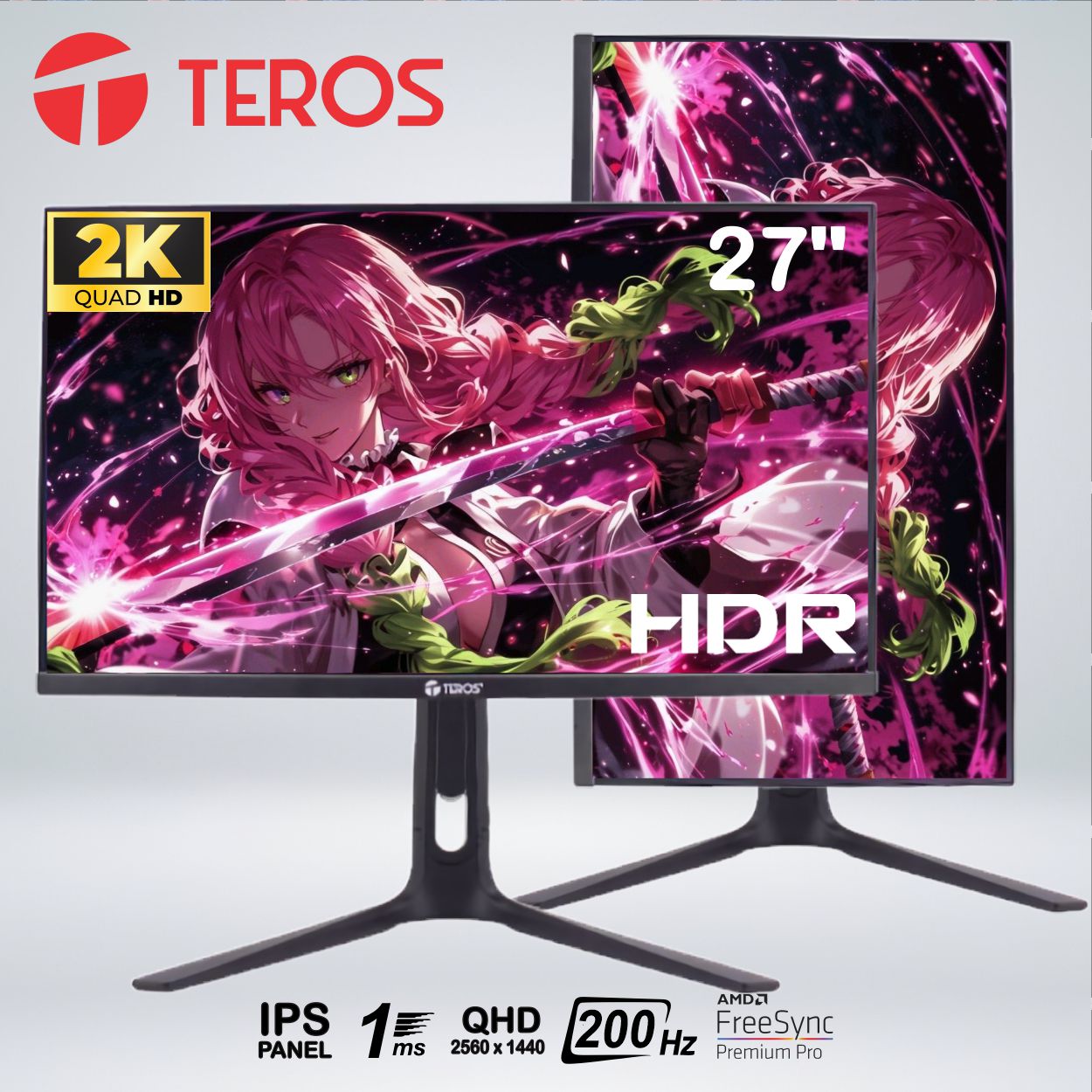 MONITOR GAME TEROS TE-2754G QHD 27'' fast IPS 200hz 1ms HDR PIVOT