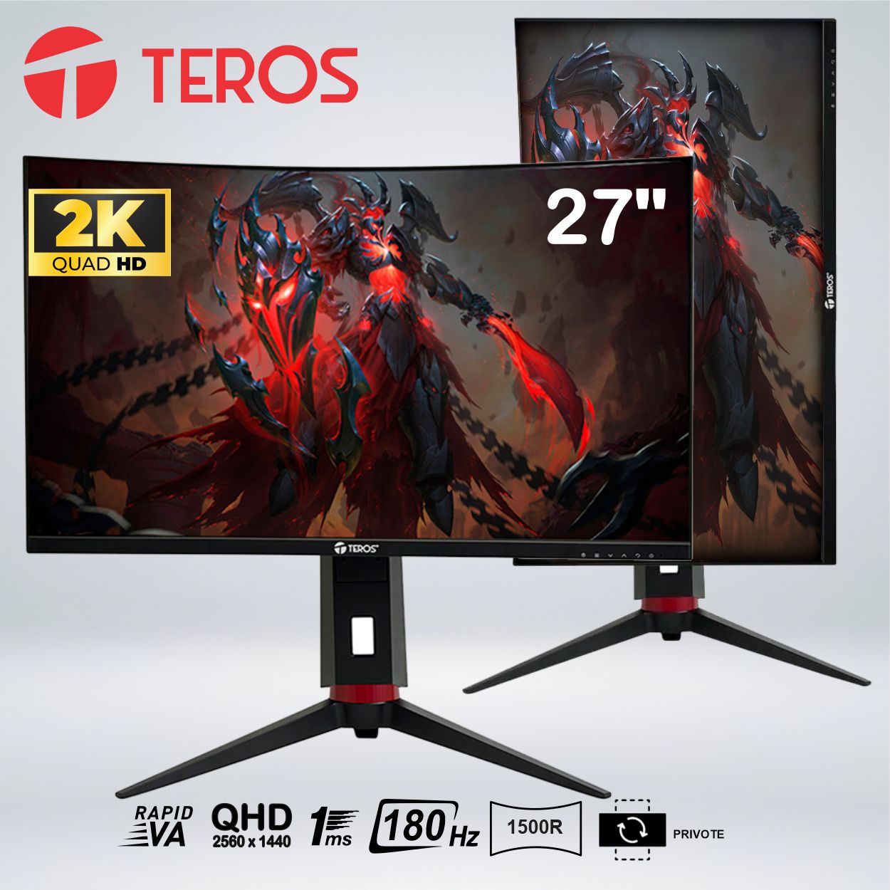 MONITOR GAMER CURVO TEROS TE-2767G QHD 27'' VA 180HZ 1MS