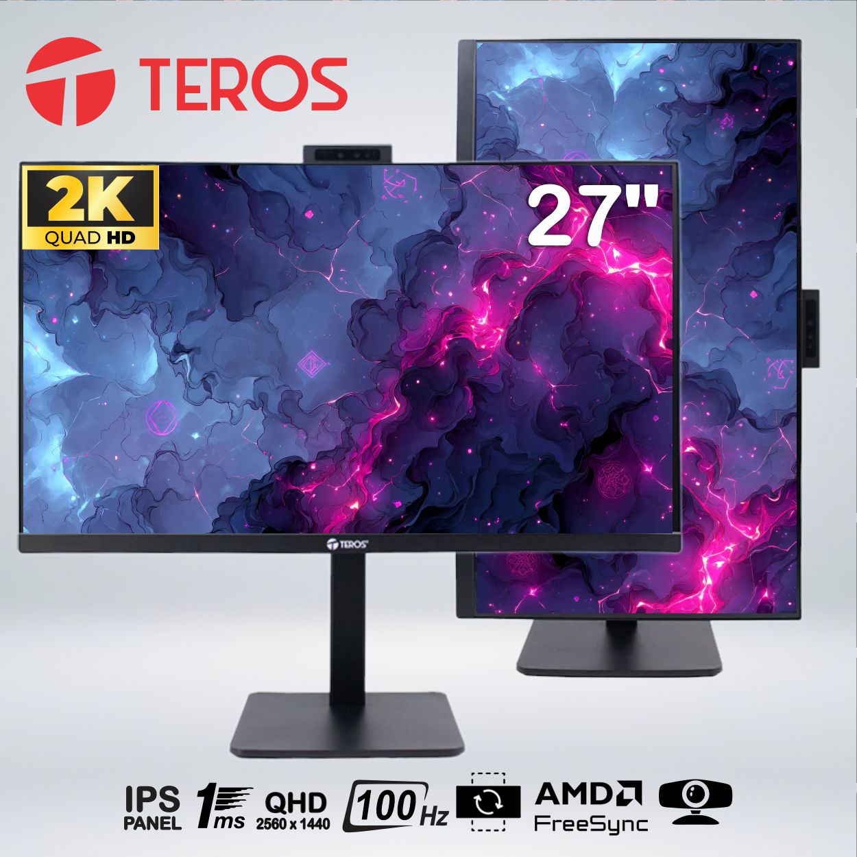 MONITOR TEROS TE-2715CS QHD 27'' IPS 100hz 1ms SPEAKER WEBCAM PIVOT