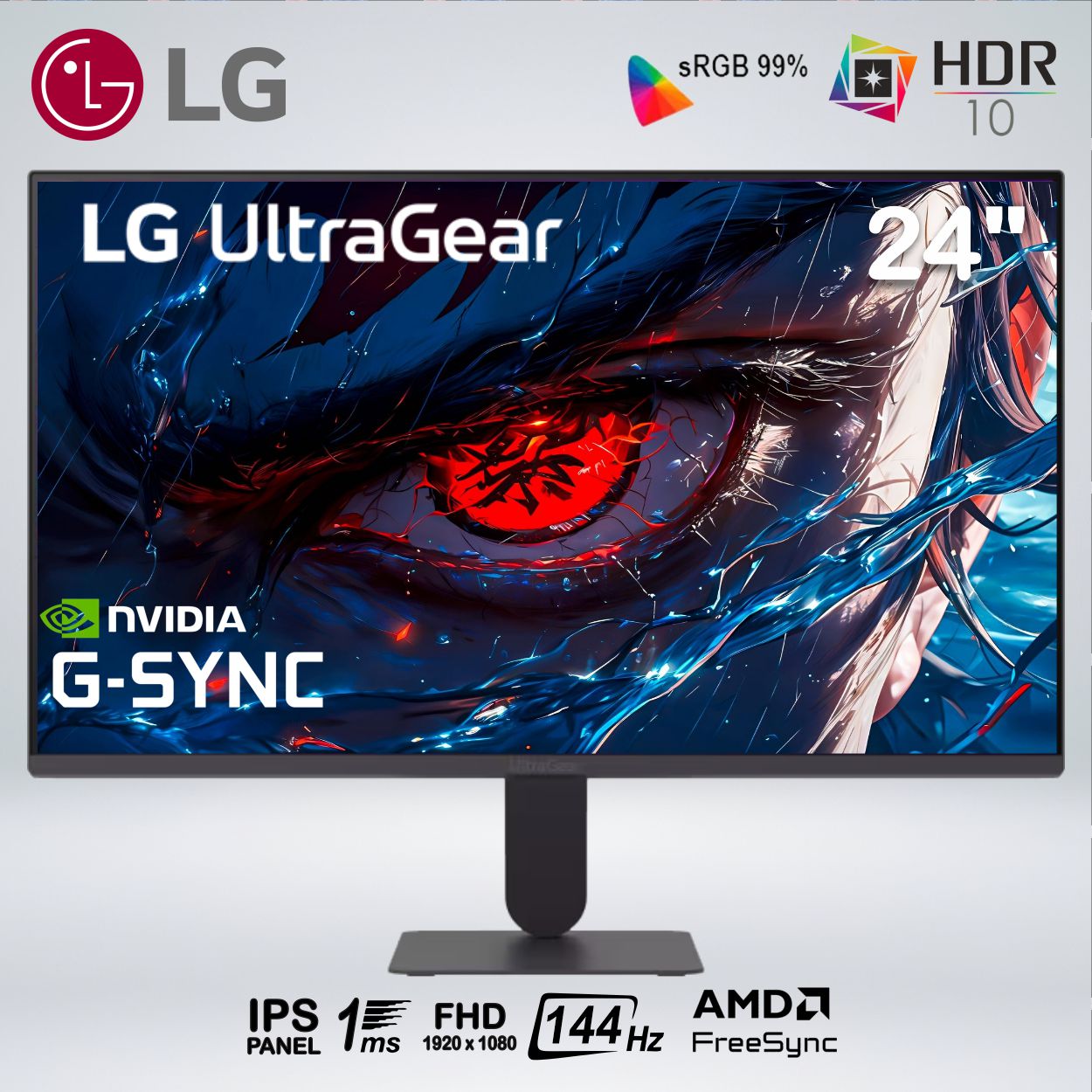 MONITOR GAMER 24G411A-B FULL HD 24 PULGADAS IPS 144hz 1ms MBR HDR10 G-SYNC