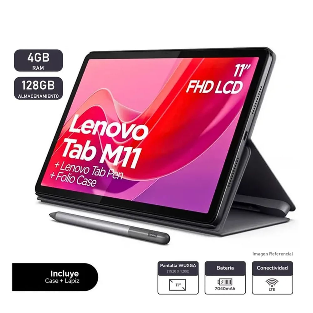 Tablet Lenovo Tab M11 WIFI 128GB 4GB IPS OCTA - CORE Lapiz + Funda
