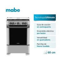 COCINA MABE CMP6010FG1 A GAS DE 4 HORNILLAS SILVER