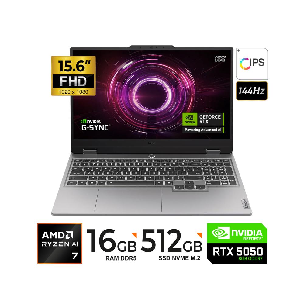 LAPTOP GAMER LENOVO LOQ 15AHP10 IA FHD  15.6 RYZEN 7-250 16GB 512GB SSD GEFORCE RTX 5050 8GB FreeDOS