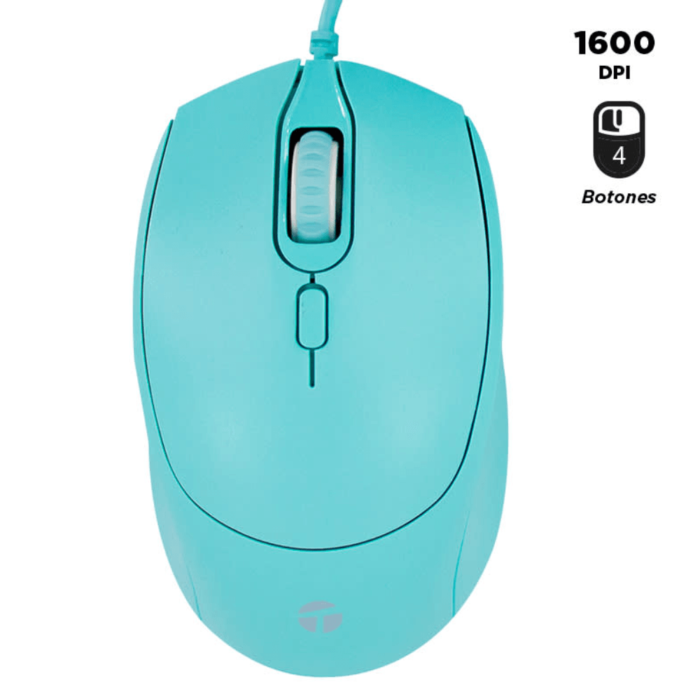 MOUSE TEROS 1600DPI USB 4 BOTONES VERDE - TE1227S