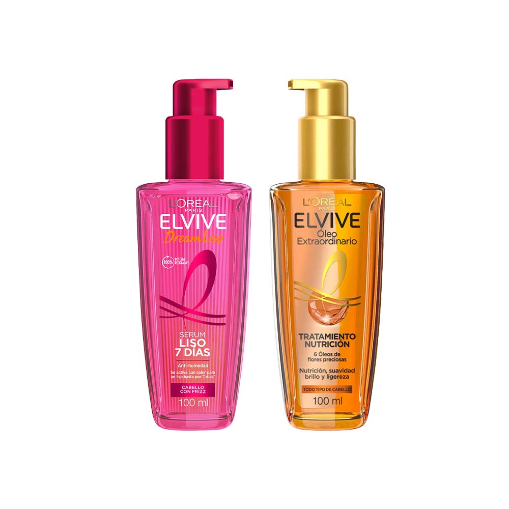 Pack Tratamiento Serúm Capilar ELVIVE Dream Liso Frasco 100ml + Aceite ELVIVE Óleo Extraordinario Frasco 100ml