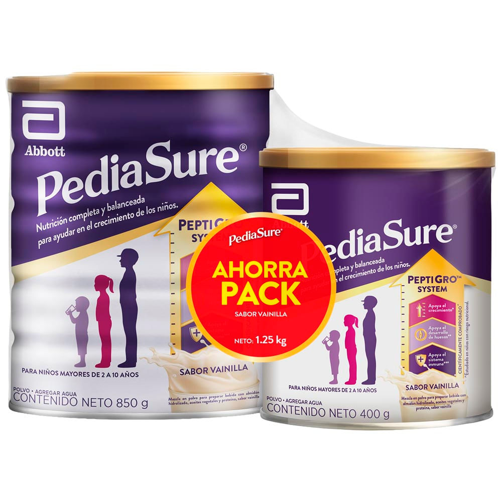 Duo Pack Alimento Nutricional PEDIASURE Lata 850g + Alimento Nutricional PEDIASURE Lata 400g