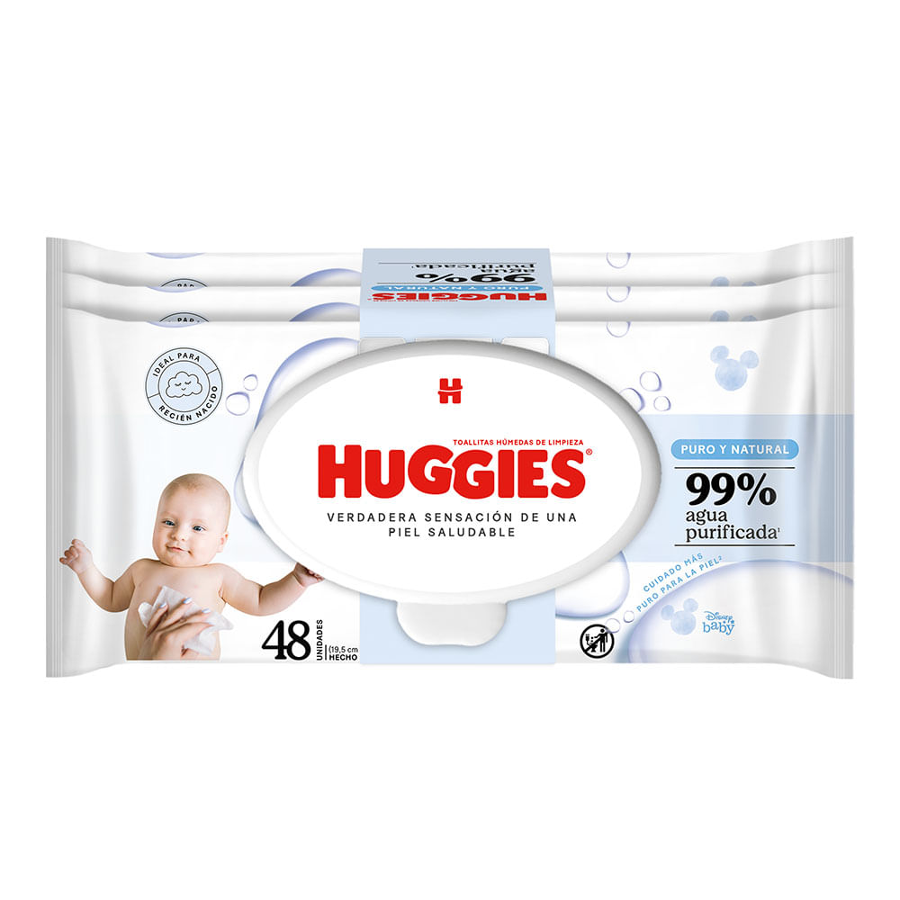 Toallitas Húmedas HUGGIES Puro y Natural Paquete 144un