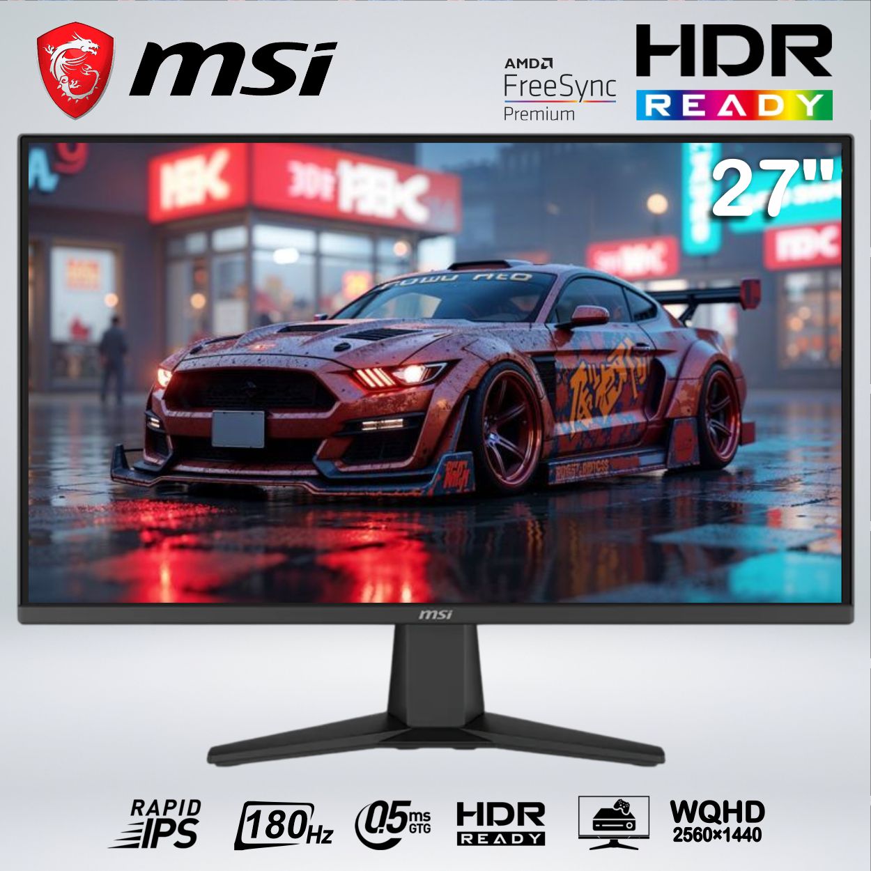 MONITOR GAMER MAG 275QF Wide QHD 27 pulgadas rapid IPS 180hz 0.5ms HDR AI VISION