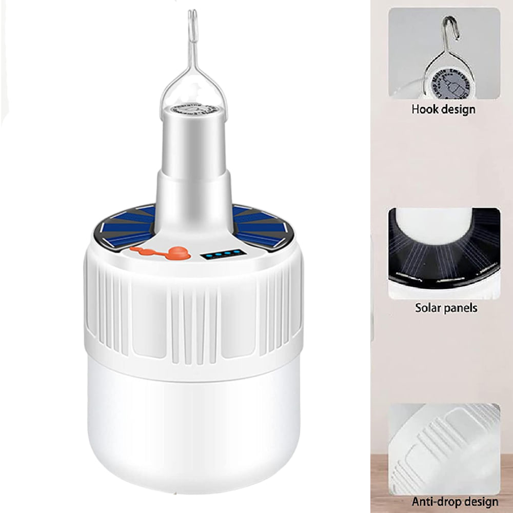 Foco Luz LED Recargable con Panel Solar Portatil