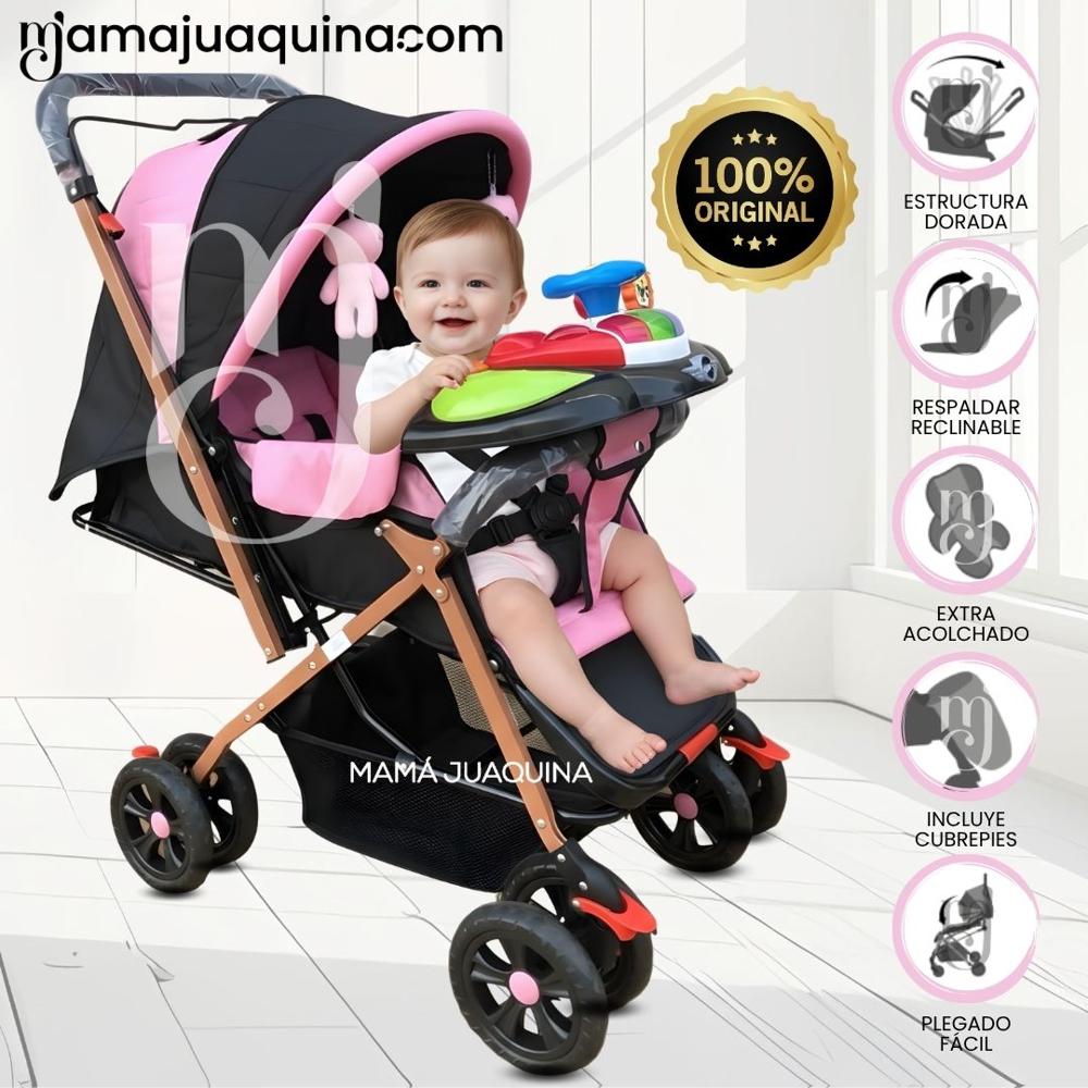 Coche Cuna Didactico SHABERT GOLD de Lujo Pink