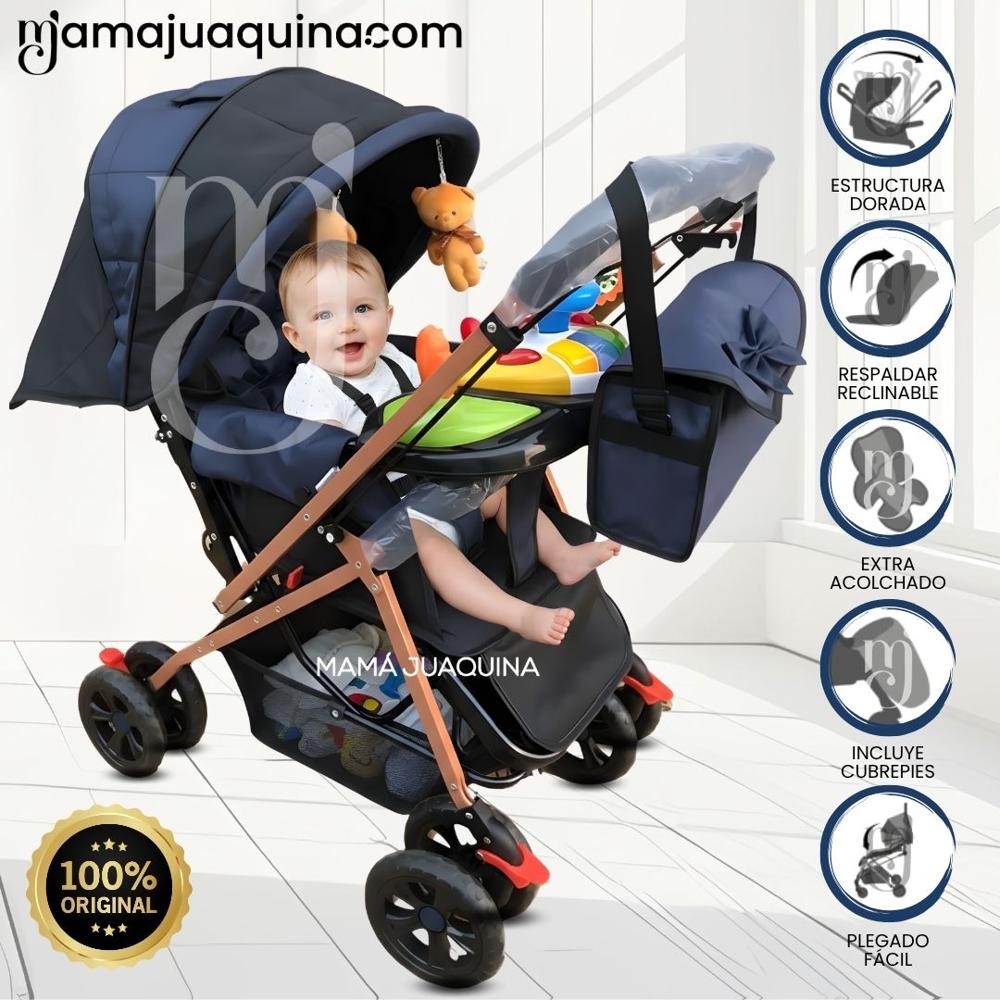 Coche Cuna Didactico SHABERT GOLD de Lujo Blue