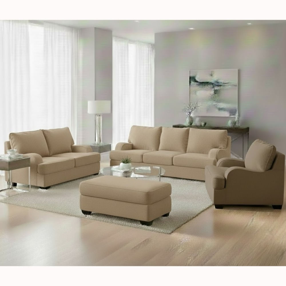 Juego de Sala Rumi Beige 321 Banqueta Baúl 2