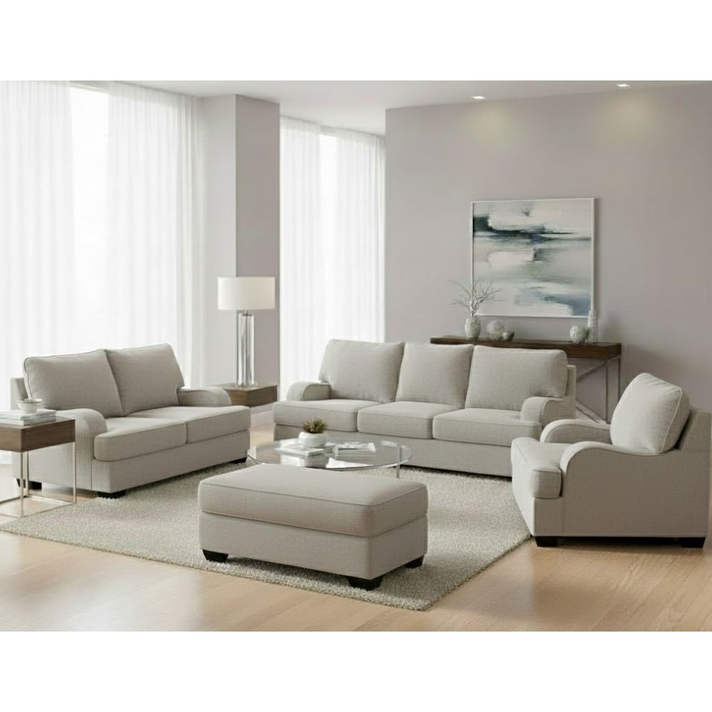 Juego de Sala Rumi Gris 321 Banqueta Baúl